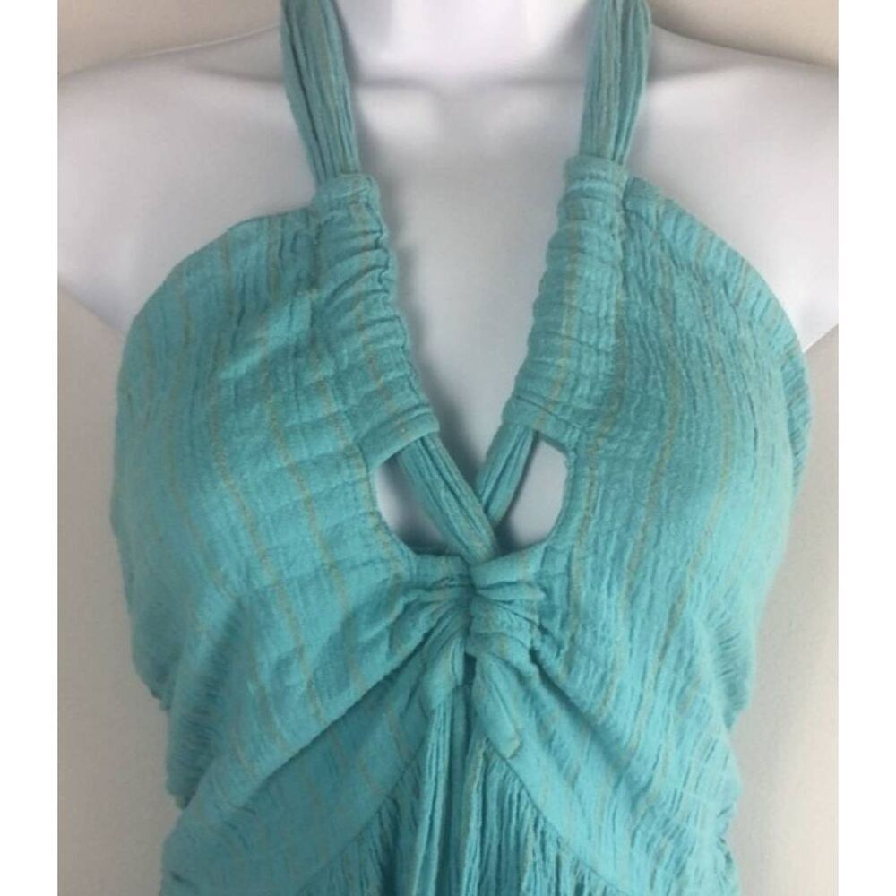 Mara Hoffman womens small Seersucker halter dress blue maxi organic cotton - Picture 6 of 10
